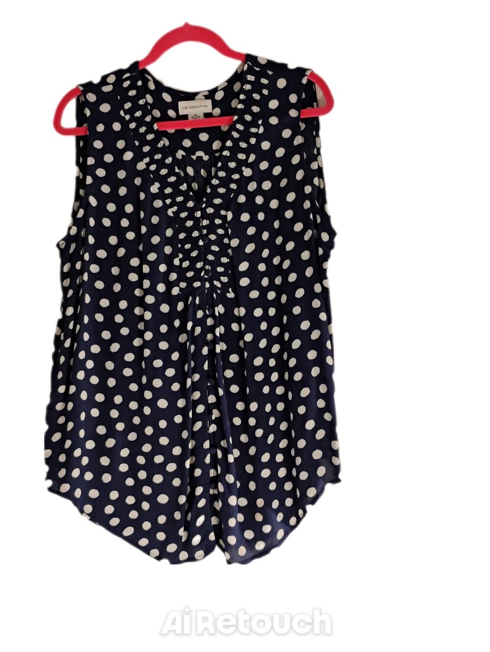 Liz Claiborne Navy and White Polka Dot Sleeveless Camisole XL